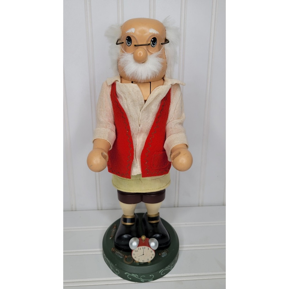 Vintage Zims By Whitehurst Hand Crafted Santa Claus Clock Nutcracker